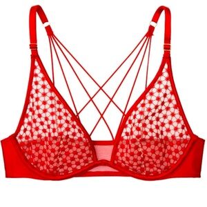 Victoria's Secret Red Geometric Mesh Bra